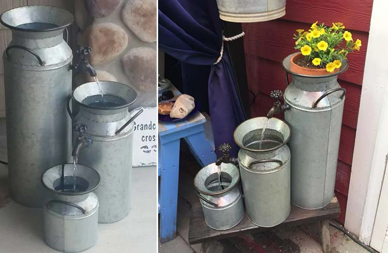 Galvanized Milk Jug Water Fountain