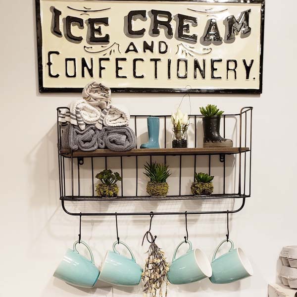 Metal Wall Shelf With Sliding Hooks