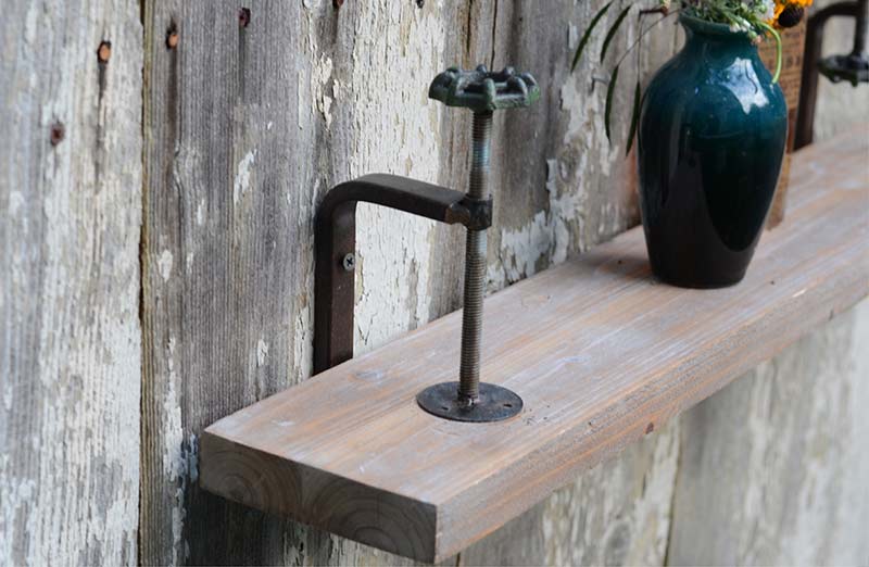 Rustic Wood Vise Shelf Set of 2