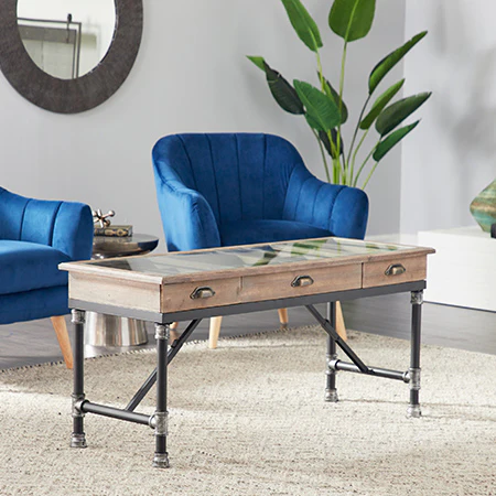 Glass Top Storage Coffee Table