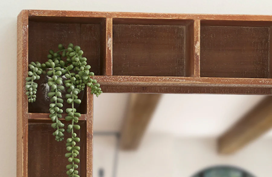 24 x 29 Inch Wood Cubbie Wall Mirror