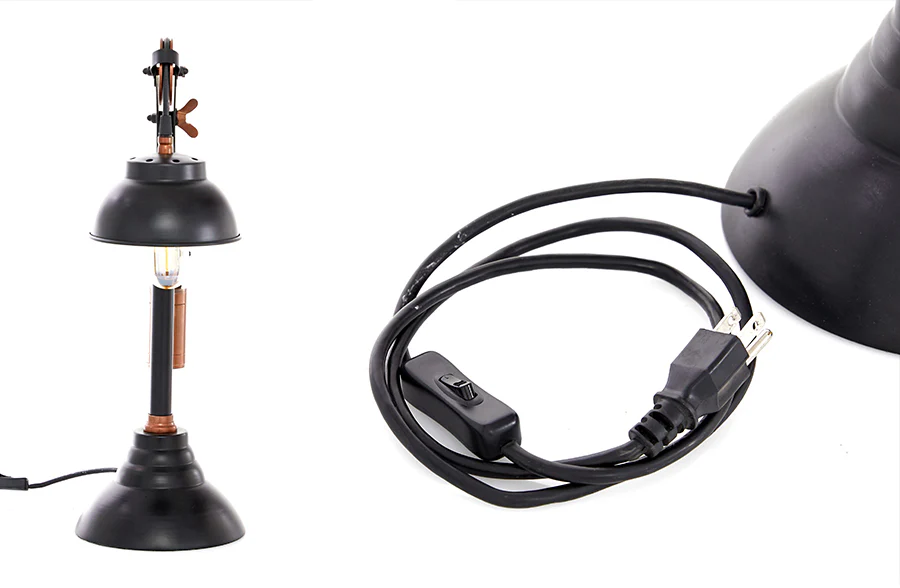 Black and Copper Adjustable Pulley Table Lamp