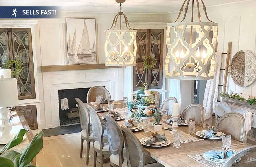 Whitewashed Wood Jolette Chandelier