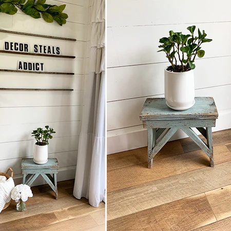 Turquoise Chippy Wooden  Table/Stool