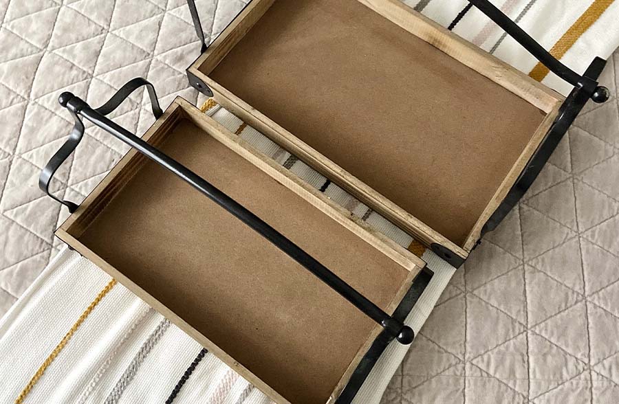 Modern Architectural Wooden Trays with Handles, Set of 2