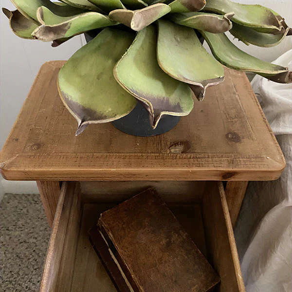 Natural Wood Accent Table with Drawers