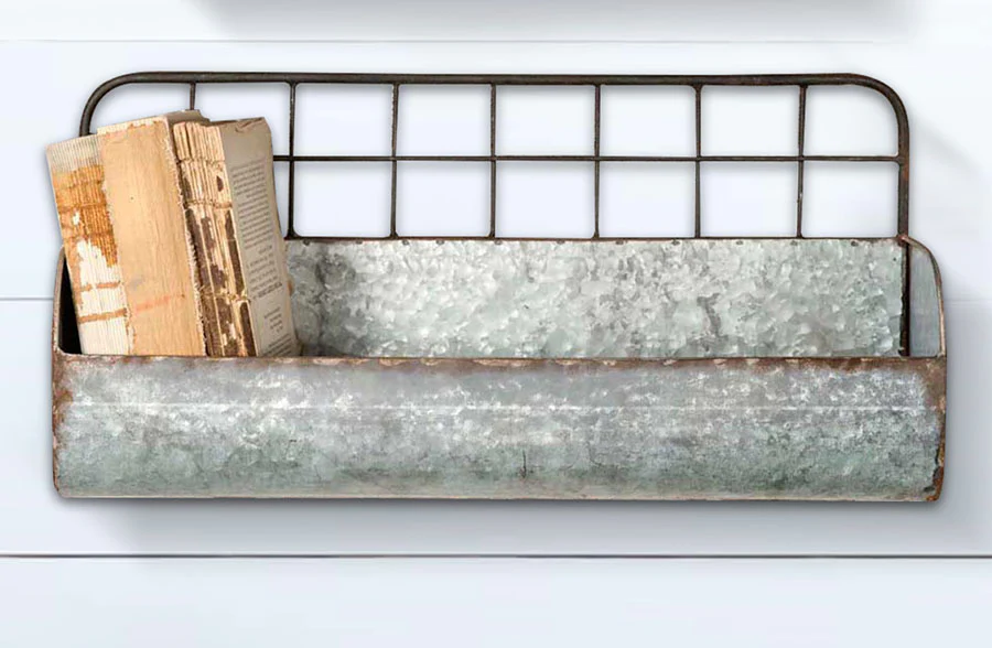 Metal Wall Baskets with Wire Back, Set of Two