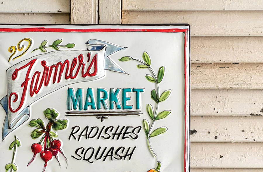 Summertime Farmer's Market Enamel Sign
