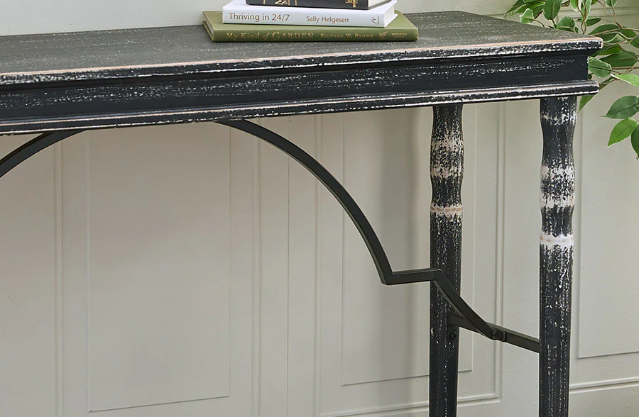 Distressed Black Wooden Console Table
