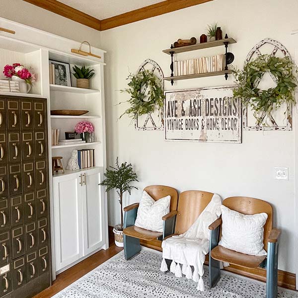 Two-Tiered Wooden and Metal Wall Shelf