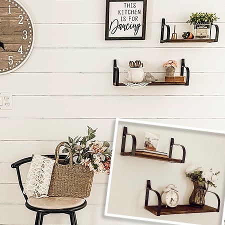 Industrial Wooden Open Shelving, Set of 2