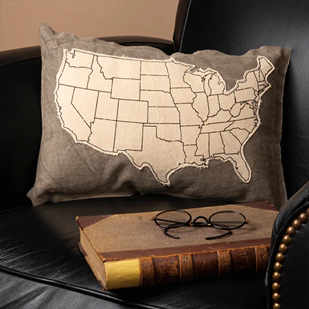USA Cream Canvas Throw Pillow