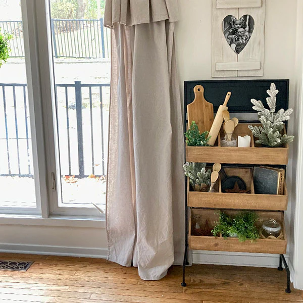 Contemporary Storage Cabinet with Wood Cubbies