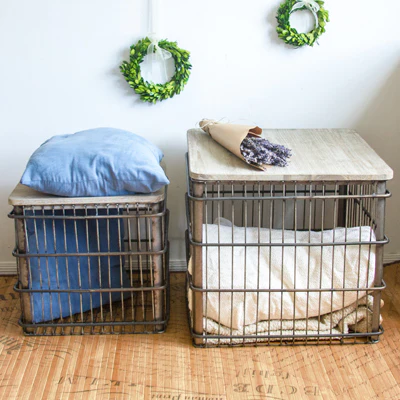 Wire Chicken Coop Crate Tables  Set of 2