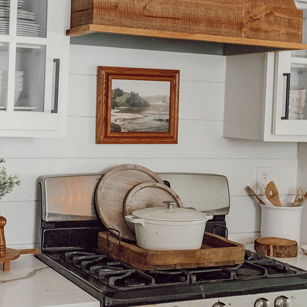 Round Whitewashed Wooden Trays with Handles, Set of 3