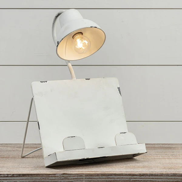 Chippy Enamel Gooseneck Lamp Book Holder