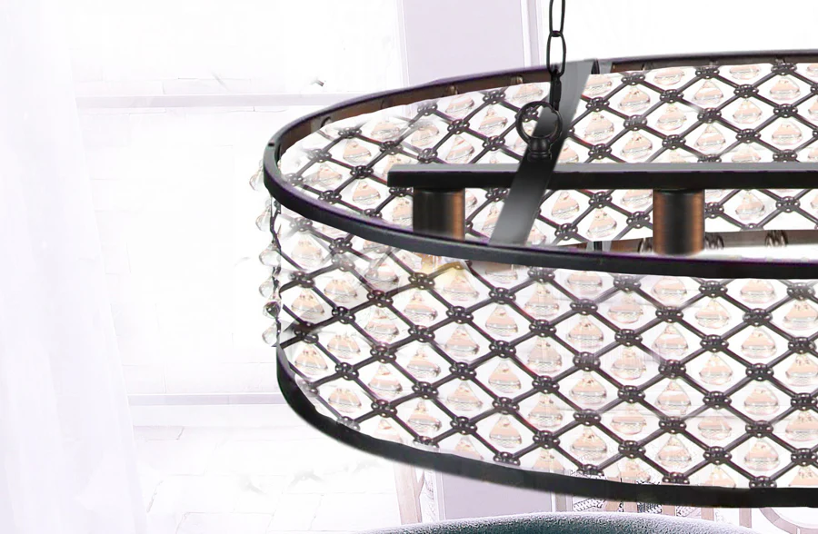 *HUGE* Crystal Embellished Oval Industrial Chandelier