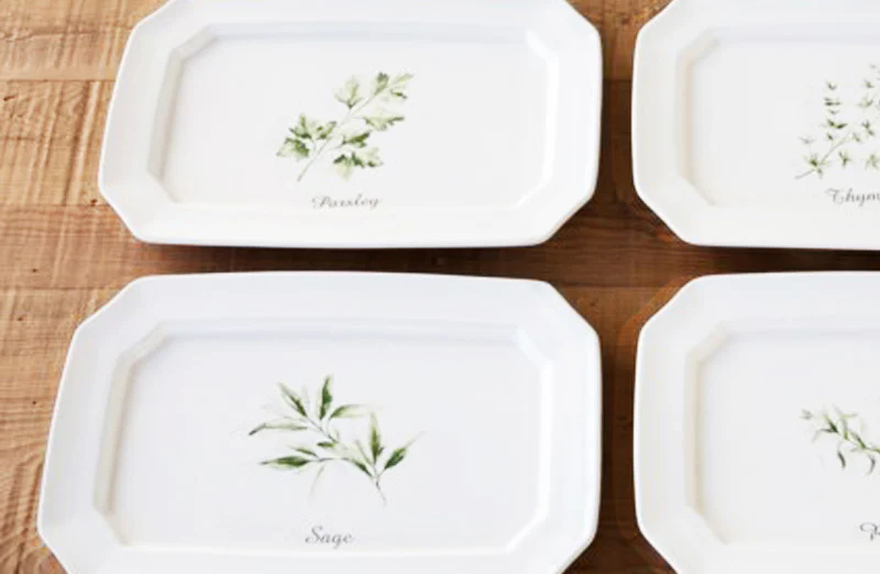 Herbal Print Platters Set of 4