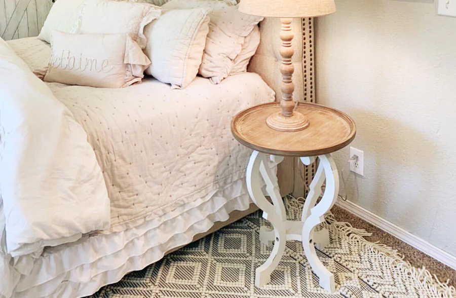 Round Chippy White Wooden Accent Table