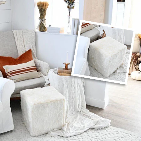 Faux Fur Ottoman