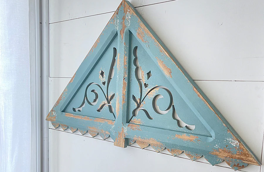 Distressed Teal Wall Gable