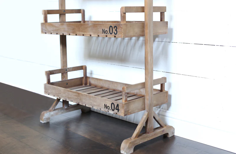 Large Wooden Four Tier Crate Shelf Unit | Urban Farmhouse