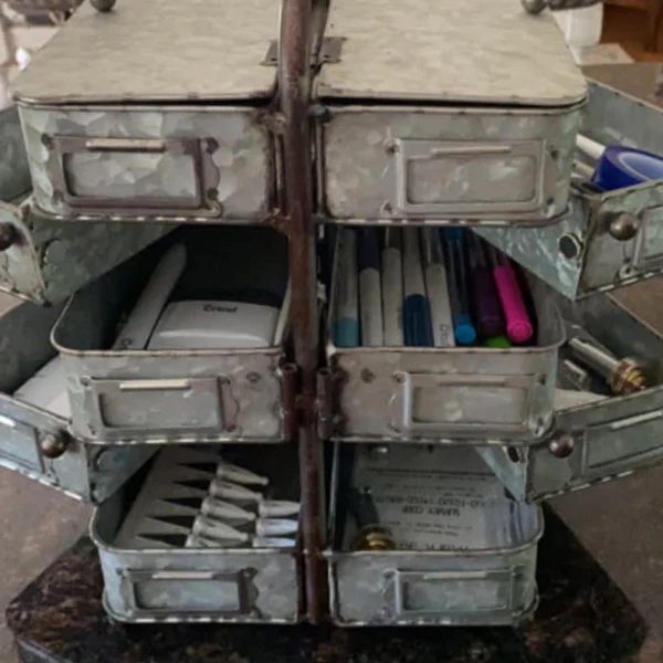 Galvanized Metal Swivel Caddy Organizer