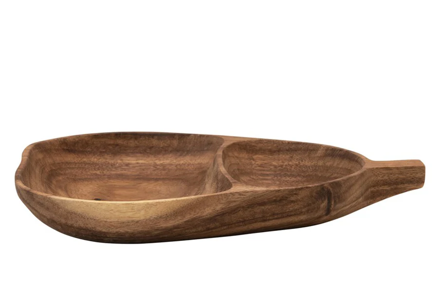 Acacia Wood Pear Shaped Bowls, Set of 2