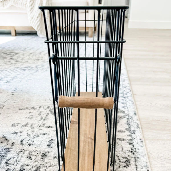 Utilitarian Wood and Metal Farmhouse Rolling Storage Cart