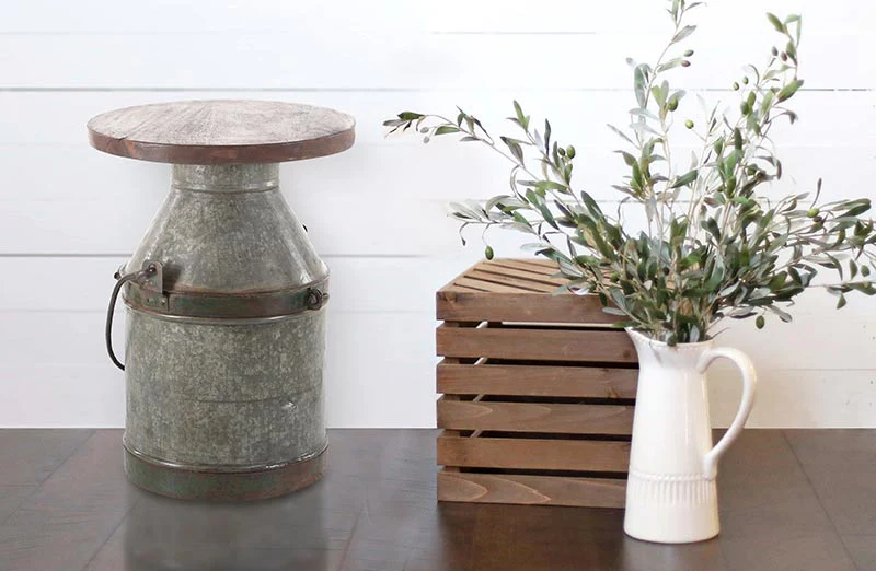 Galvanized Milk Jug Stool