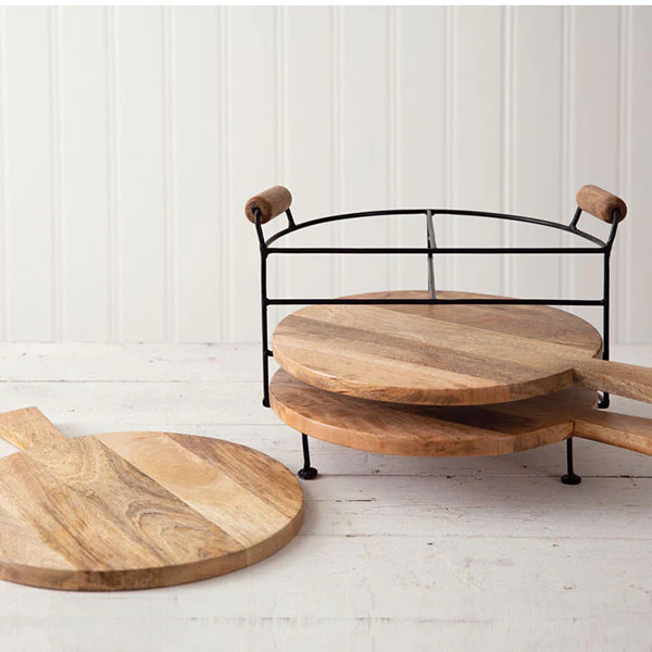 Wooden Cutting Boards with Storage Stand