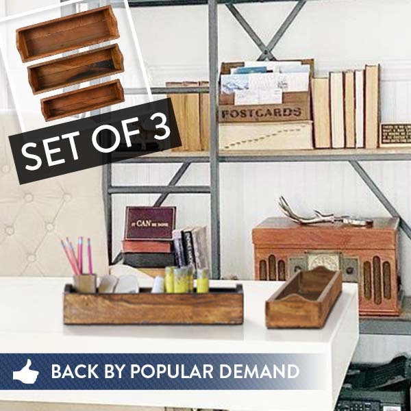 FOUND Wooden Trough, Set of 3