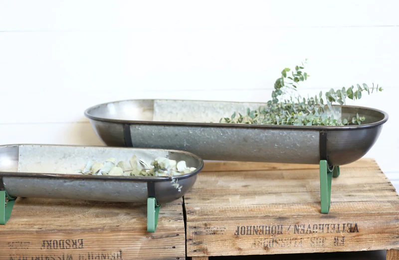 Metal Trough Planter Set of 2