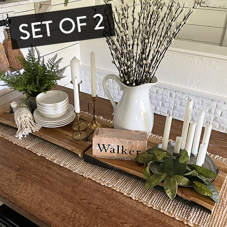 Natural Teak Wood Trays, Set of 2