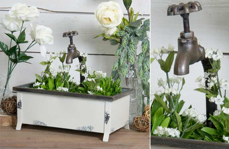 Rustic Metal Faucet Planter