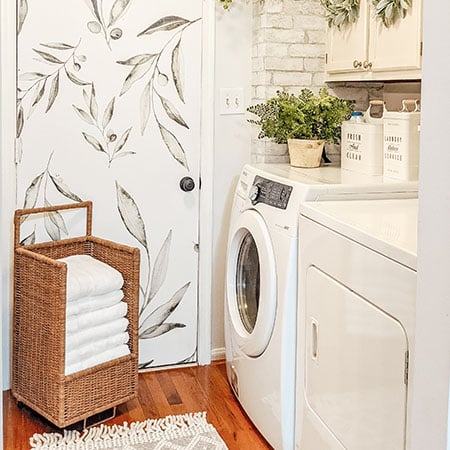 Rattan Storage Basket on Wheels