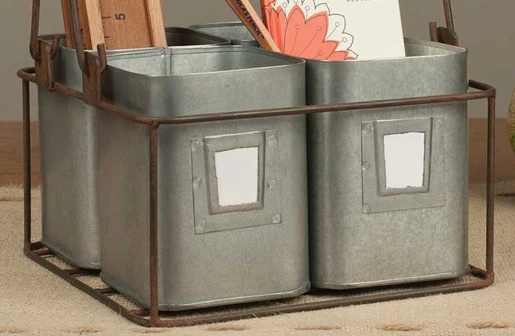 Four Tin Organizer with Handles