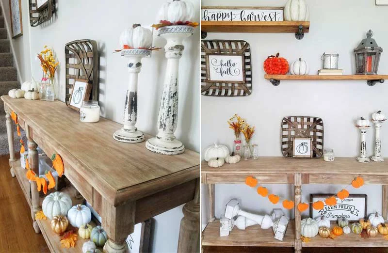 Distressed Wooden Candle Holders  Set of 2