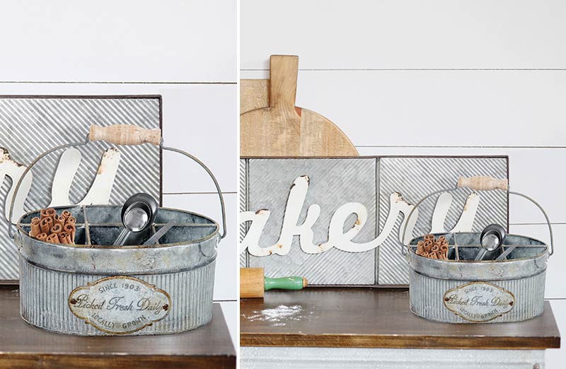 Corrugated Metal Caddy with Handle