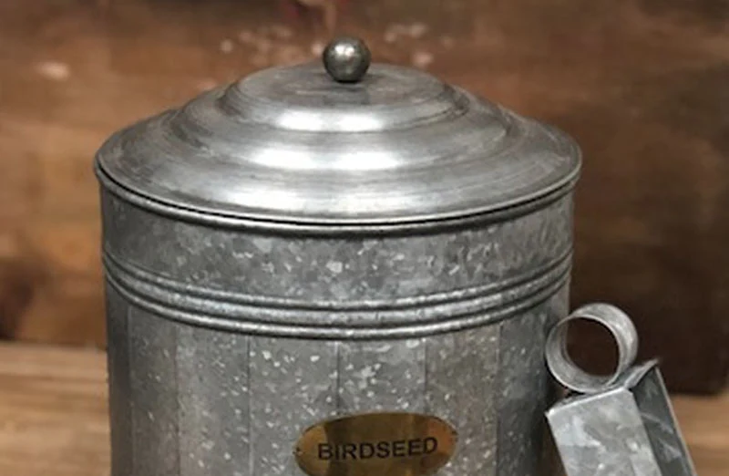 Galvanized Birdseed Canister