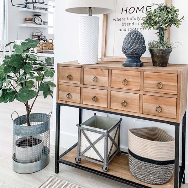 Wooden Apothecary Table with Drawers