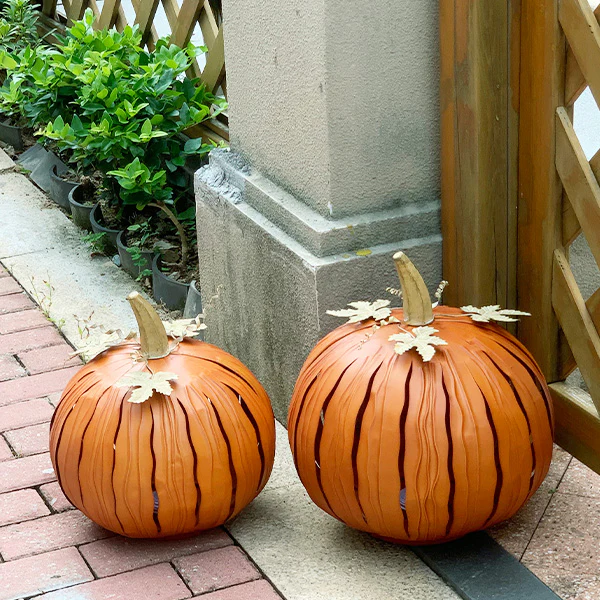 Indoor/Outdoor Luminary Pumpkins, Set of Two