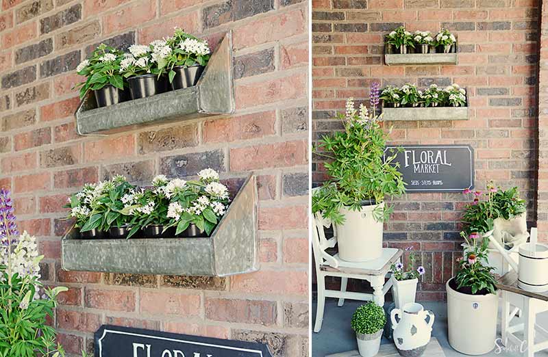Rustic Wall Trough Planters  Set Of 2