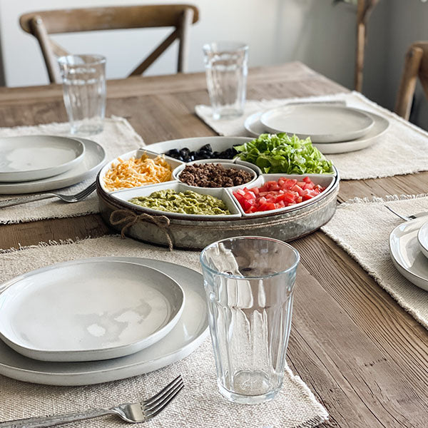 Ceramic 6 Section Dip Server with Metal Tray