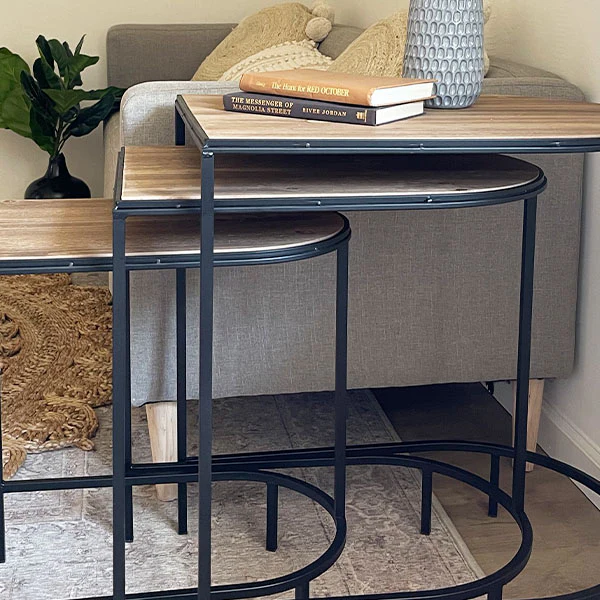 Distressed Modern Farmhouse Nesting Tables, Set of 3