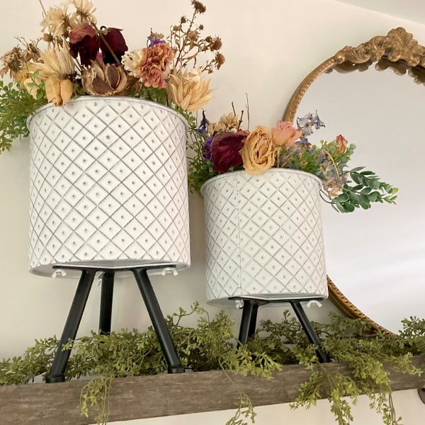 Diamond Cross Metal Planter Stand, Set of 2