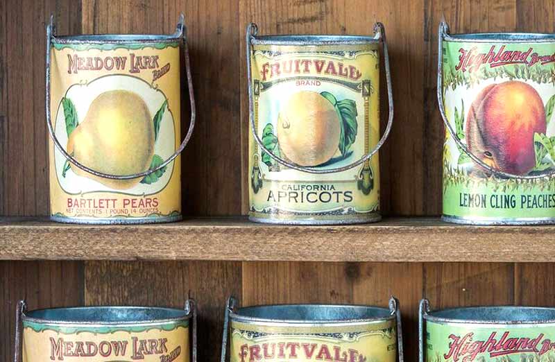 Vintage Fruit Cans Set of 8