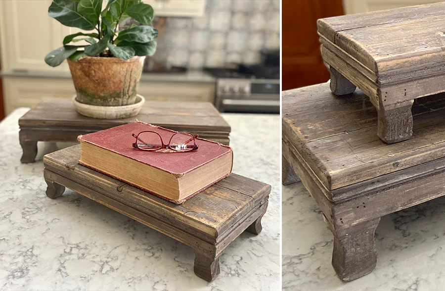 Far East Reclaimed Wood Risers, Set of 2