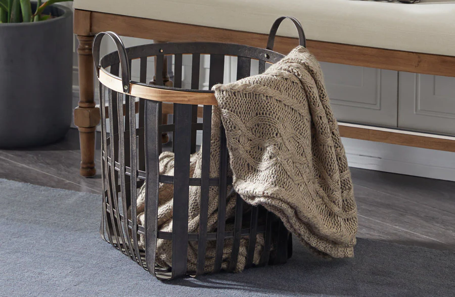 Metal Bushel Baskets With Handles, Set of 2