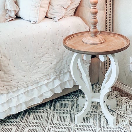 Round Chippy White Wooden Accent Table